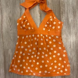 Orange and White polka dot halter top